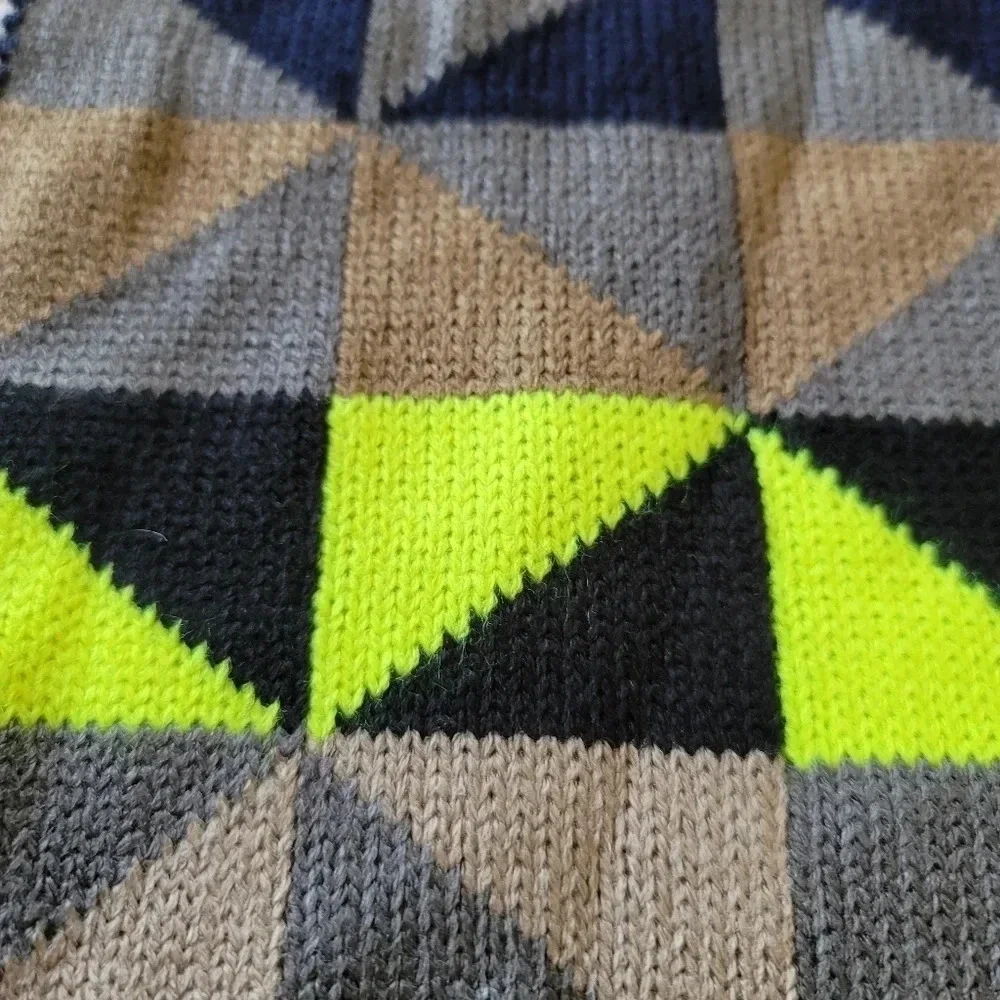 Men's Black Beige Yellow Diamond Winter Fall Scarf